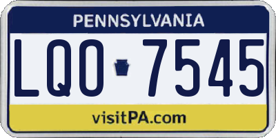 PA license plate LQO7545
