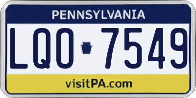 PA license plate LQO7549