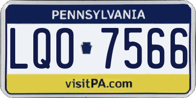PA license plate LQO7566