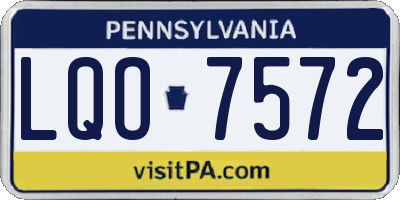 PA license plate LQO7572