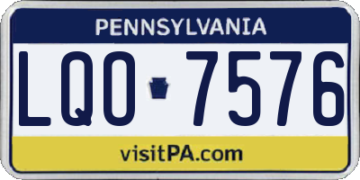 PA license plate LQO7576