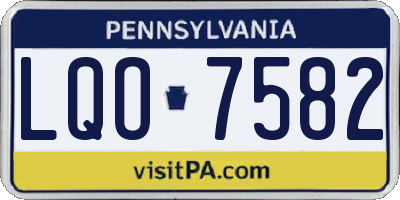 PA license plate LQO7582