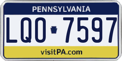 PA license plate LQO7597