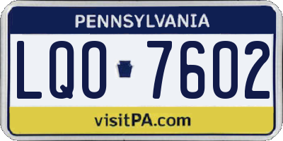 PA license plate LQO7602