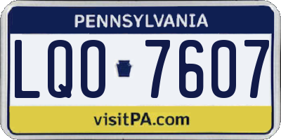 PA license plate LQO7607