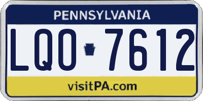 PA license plate LQO7612