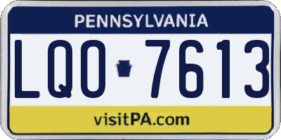 PA license plate LQO7613