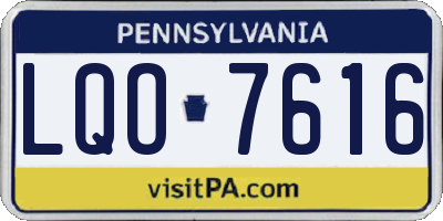 PA license plate LQO7616