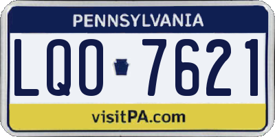 PA license plate LQO7621