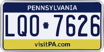 PA license plate LQO7626