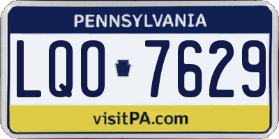 PA license plate LQO7629