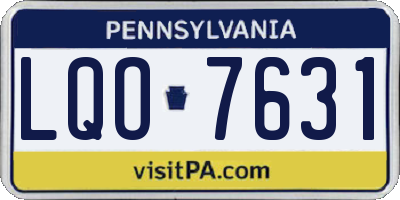 PA license plate LQO7631