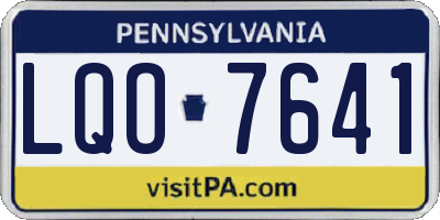 PA license plate LQO7641