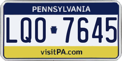 PA license plate LQO7645