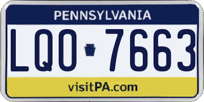 PA license plate LQO7663