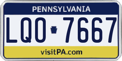 PA license plate LQO7667