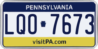 PA license plate LQO7673