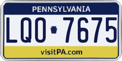 PA license plate LQO7675