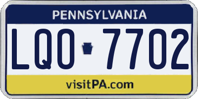 PA license plate LQO7702
