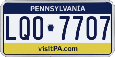 PA license plate LQO7707