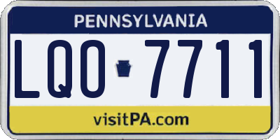 PA license plate LQO7711