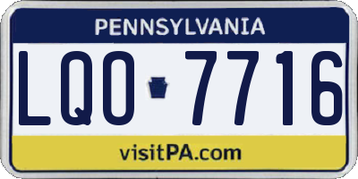 PA license plate LQO7716