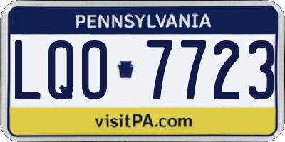 PA license plate LQO7723