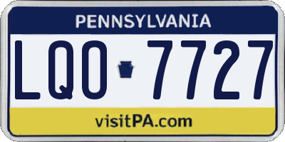 PA license plate LQO7727
