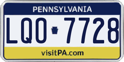 PA license plate LQO7728