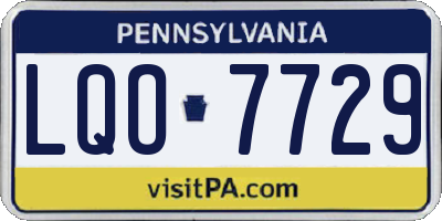 PA license plate LQO7729