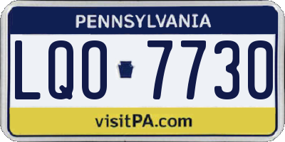 PA license plate LQO7730