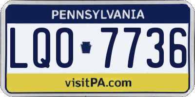 PA license plate LQO7736