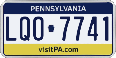 PA license plate LQO7741