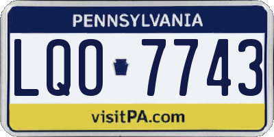 PA license plate LQO7743