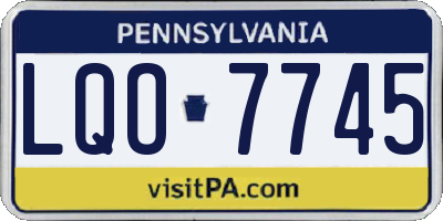 PA license plate LQO7745