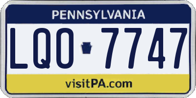 PA license plate LQO7747