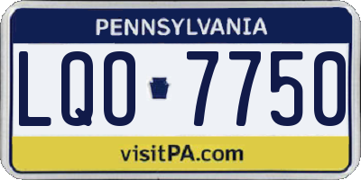 PA license plate LQO7750