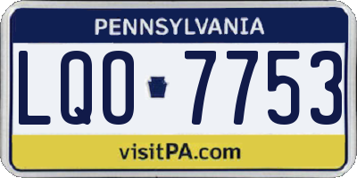 PA license plate LQO7753
