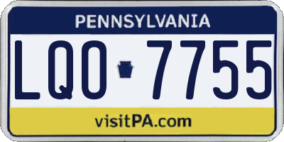 PA license plate LQO7755