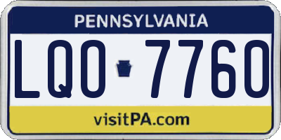 PA license plate LQO7760
