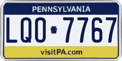 PA license plate LQO7767