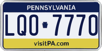PA license plate LQO7770