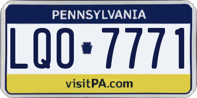 PA license plate LQO7771