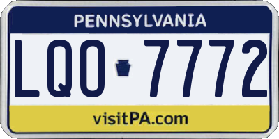 PA license plate LQO7772