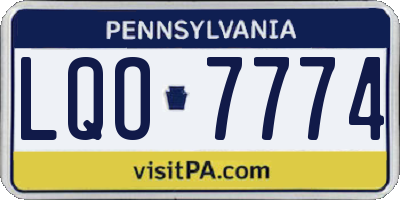 PA license plate LQO7774