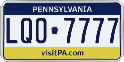 PA license plate LQO7777