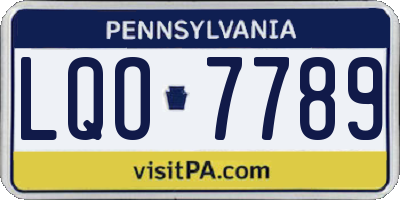 PA license plate LQO7789