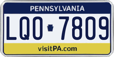 PA license plate LQO7809