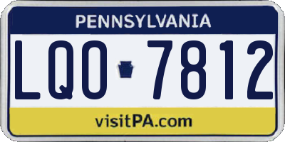 PA license plate LQO7812