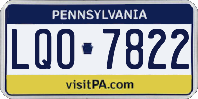 PA license plate LQO7822